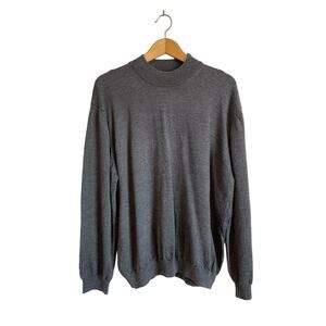 Setti Ponti Italy gray pullover sweater merino wool high mock neck. Size XXL